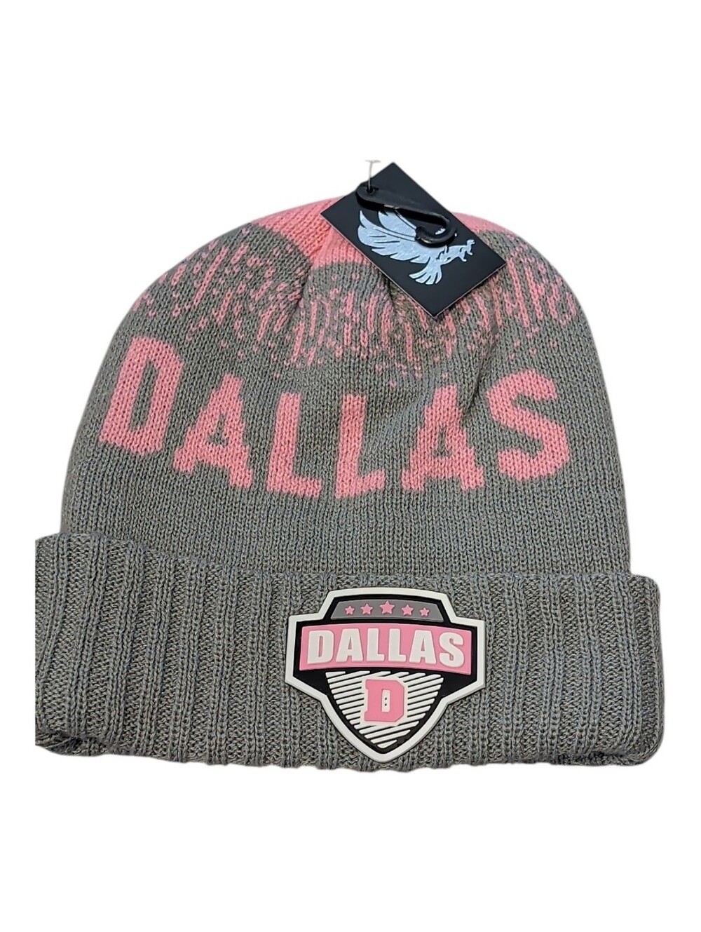 Dallas Pink & Gray Knit Beanie
